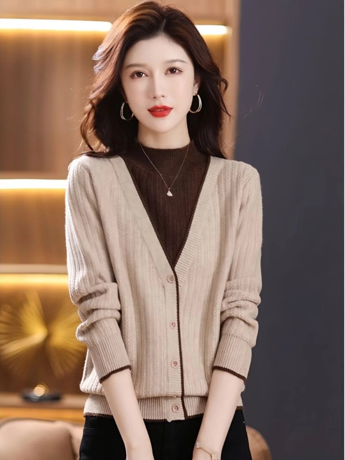 

Women's Knitted Base irt Loose Fit f High Collar Inner Wear Slimming Effect Color Blo Design Autumn Winter New Sle