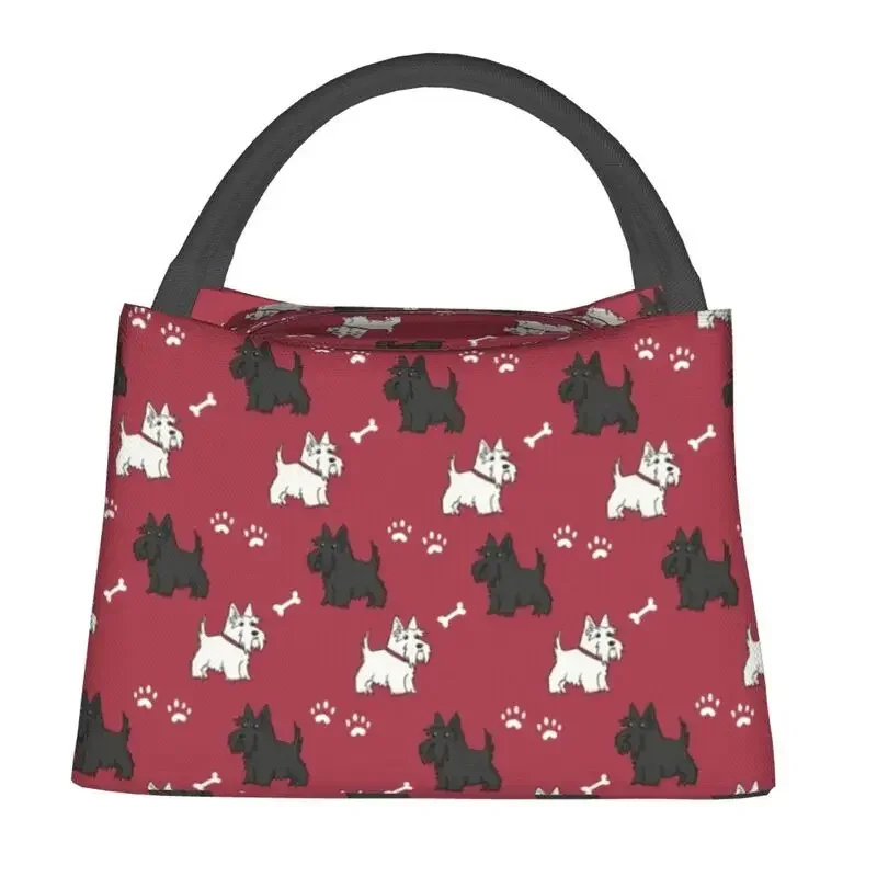 Red Scottish Dog Insulated Lunch Bag Can Re Seal Kawaii Scottie Pet Hot Cooling Lunch Bag Office Picnic Travel