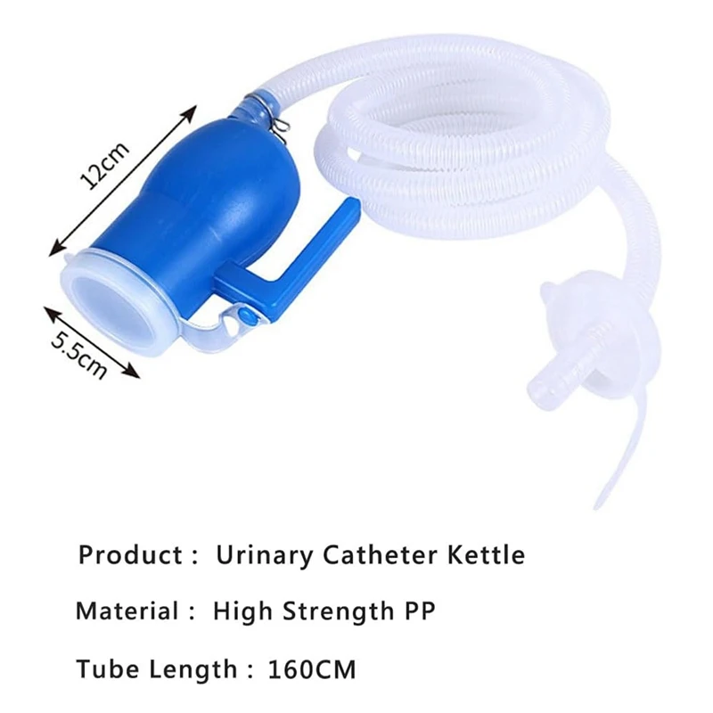 Garrafa de mictório portátil para homens e mulheres, garrafa de urina de 2000ml, penico à prova de derramamento, garrafa de xixi com tubo longo de 63 polegadas