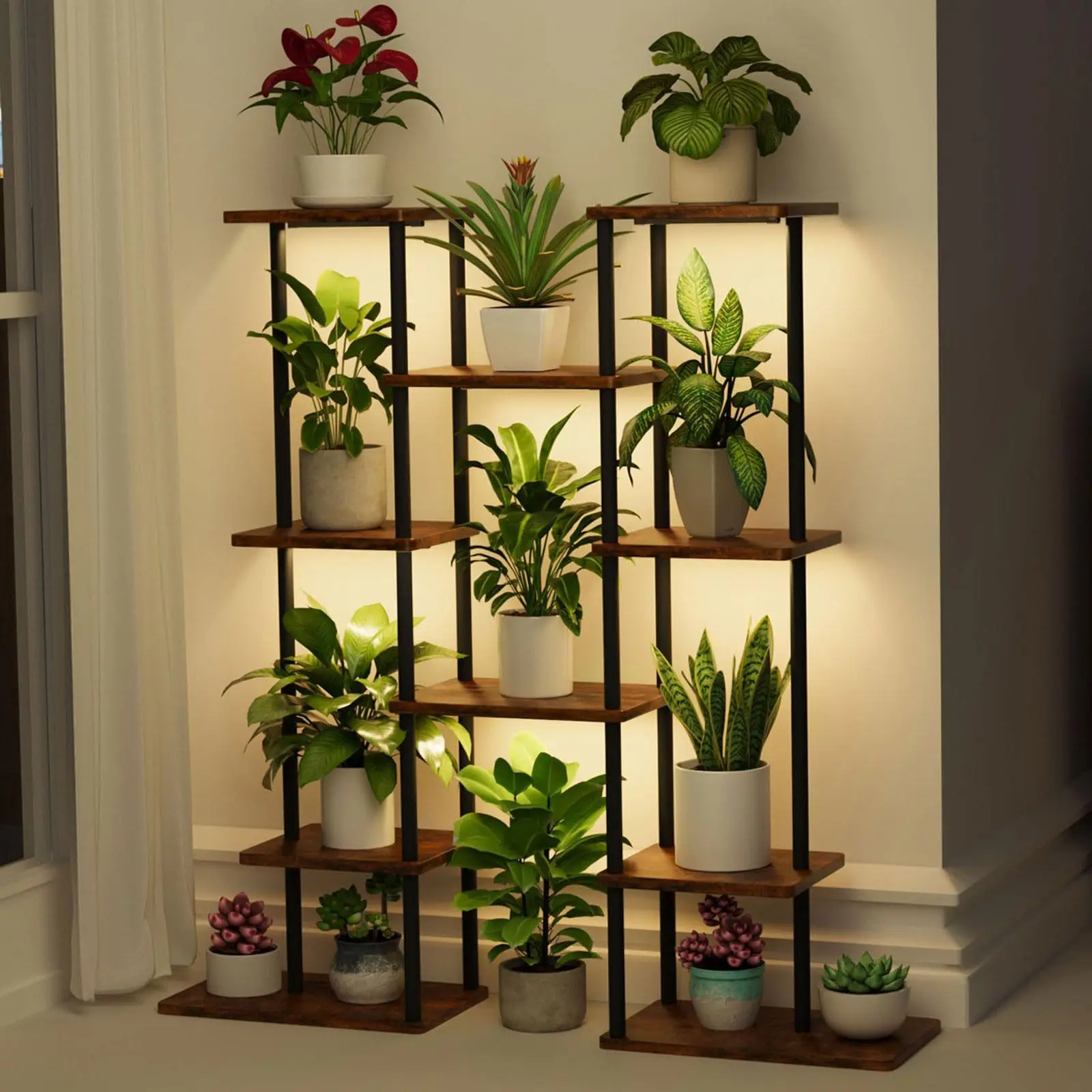 Indoor plant bracket 6-layer metal stand Corner flower stand Display Floor-to-ceiling baffle
