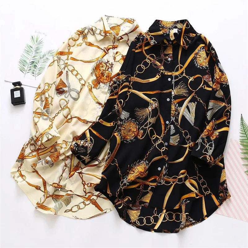 

Faion Chained Casual Oversize Women Blouses Spring Women's irt Large Size Comfortable Fit Spring Seasonal Faion