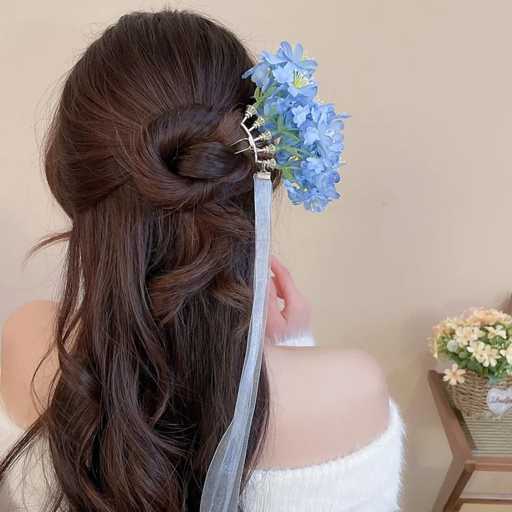 

Vintage Fairy Flower Hair Stick Large Simulation Flower Chinese Style Side Clip Bohemian Hairpin Bride Hair Accessories Female