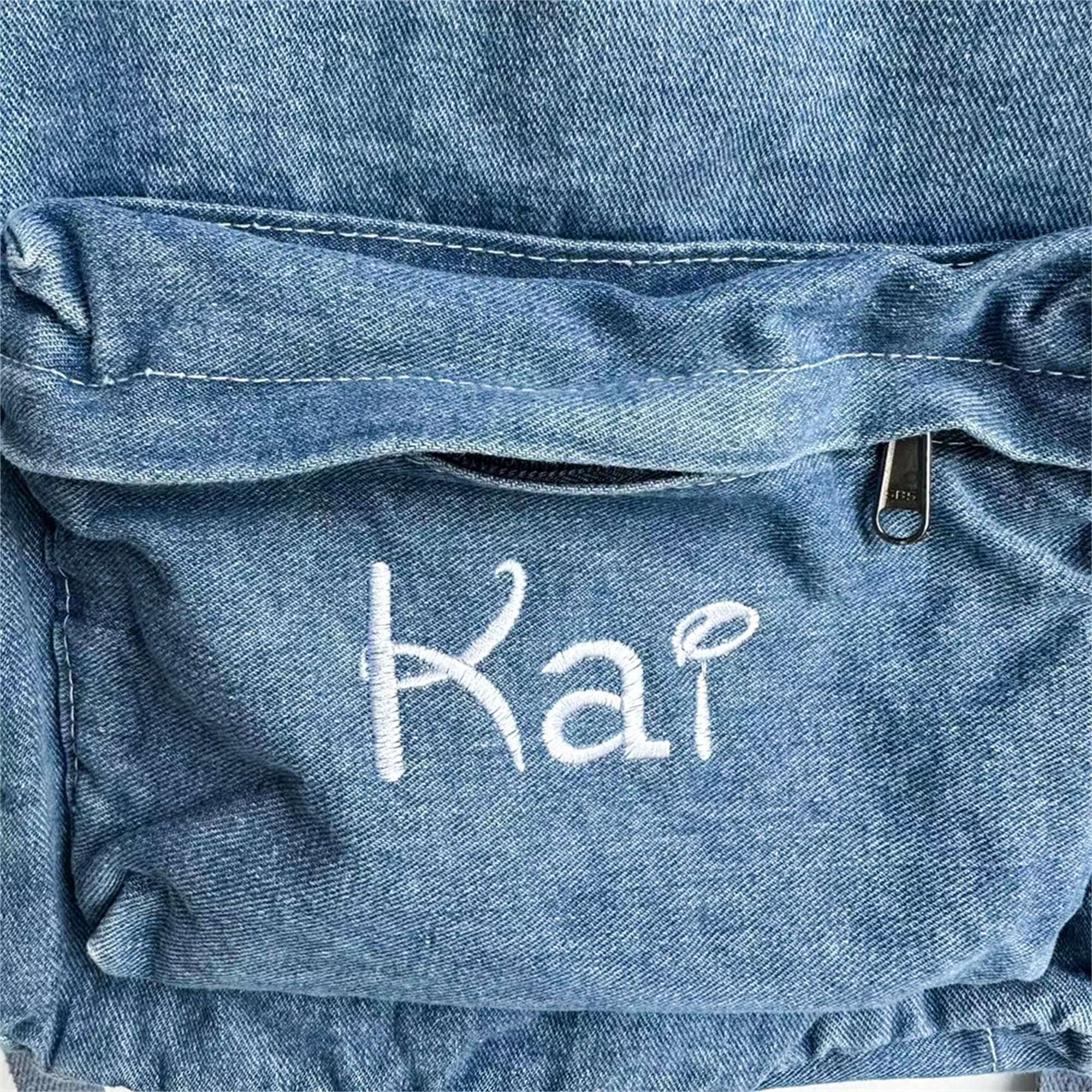 Damen-Jeans-Rucksack, personalisierte Geschenktüte, bestickter Name, Kinder-Erwachsene, Umhängetaschen, einfache College-Studenten-Denim-Schultasche