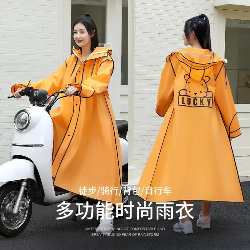 Cartoon raincoat electric car long full body rainstorm protection cycling hiking, battery bike bicycle backpack rain poncho