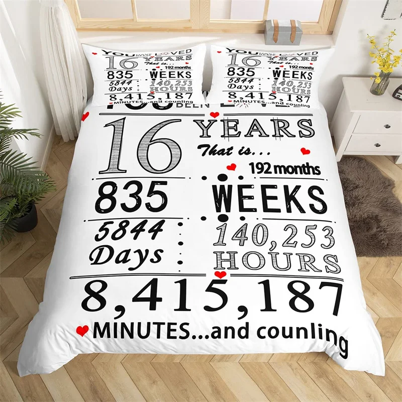 

Birthday Calendar Duvet Cover Happy Birthday Party Bedding Set Microfiber Birthday Gifts Comforter Cover King Full For Boy Girl