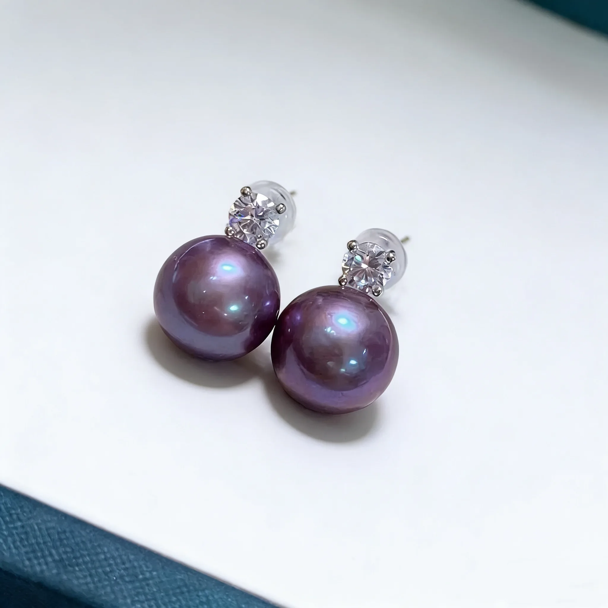 Elegant Classic Pearl Earrings AAAA 9-10mm/10-11mm Natural South Sea Purple Pearl Earrings 925s