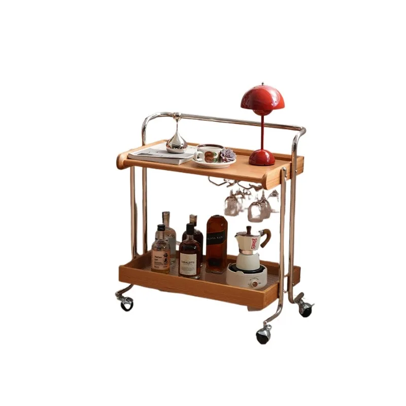 

подвижная тележка, несколько скандинавских полок по бокам дивана и несколько углов на боковой шкафу.