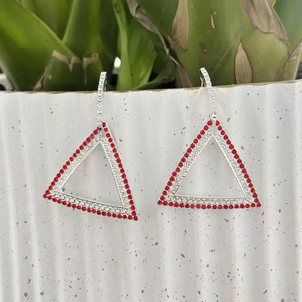 Delta Greek Letter Pyramid Rhinestone Earrings