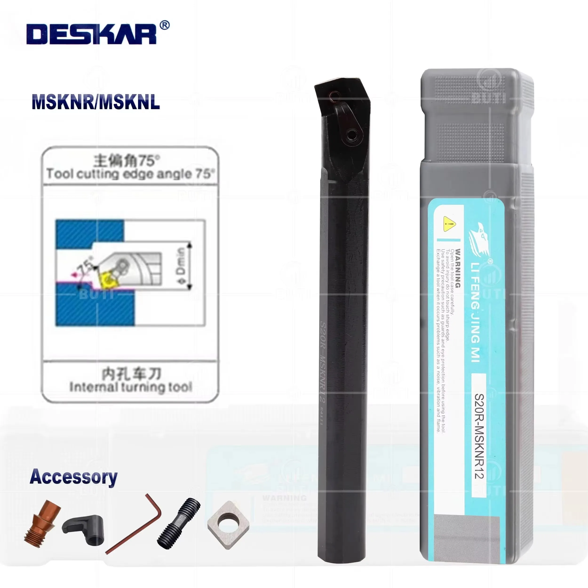 DESKAR 100% Original S20R-MSKNR/L12 S25S-MSKNR/L12 Numerical Control Lathe 75 Degree Inner Hole Turning Tool Holder Cutting Tool
