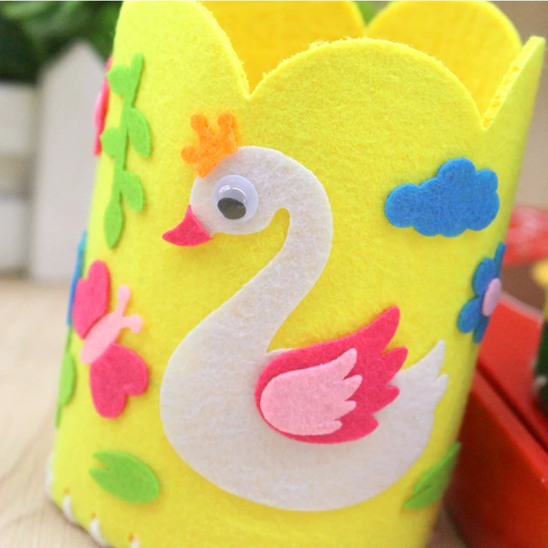 Kids DIY Craft Pencil Holder Handmade Educational Toy Non woven Fabric Pen Container Arts and Crafts Toys Handwork Children Toys