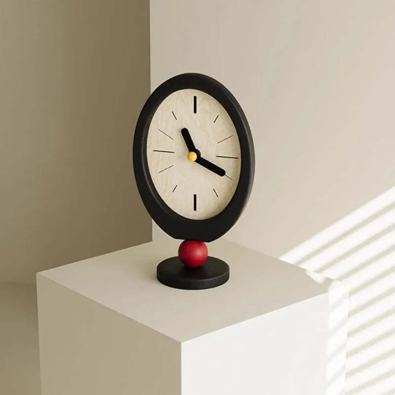 Wooden Table Clocks Living Room Coffee Table Desktop Clock Bedroom Silent Simple Desk Watch Interior Decoration Accessories