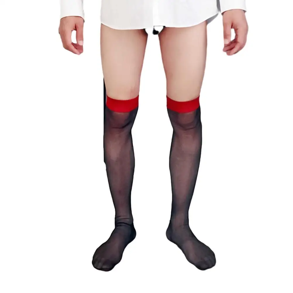 

Sexy Silk Stockings Men Oily Transparent Ultra Thin Lingerie Over The Knee Thigh High Socks Elastic Breathable Sensual Tights