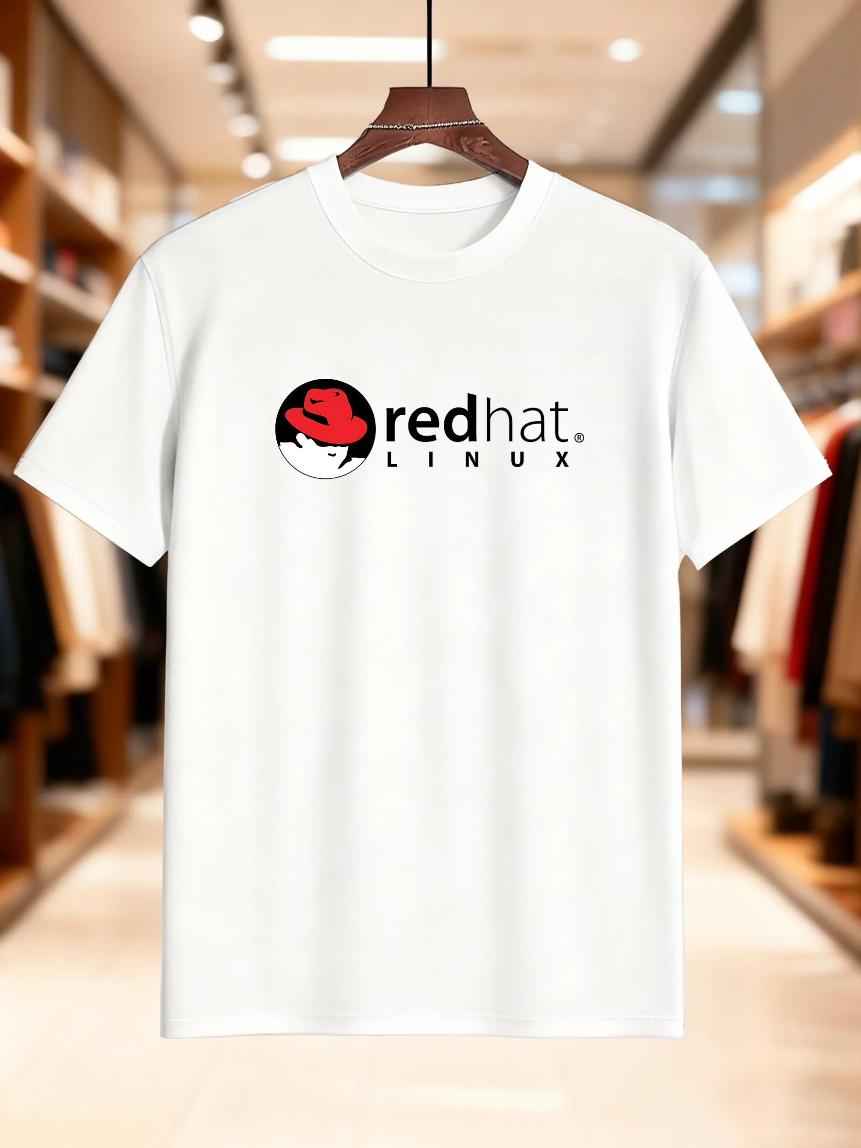 جديد وصول أزياء الرجال قبعة حمراء لينكس تي شيرت مطبوع 100% القطن لينة تنفس قصيرة الأكمام المحملة مفتوحة المصدر ثقافة المهوس الرسم #4