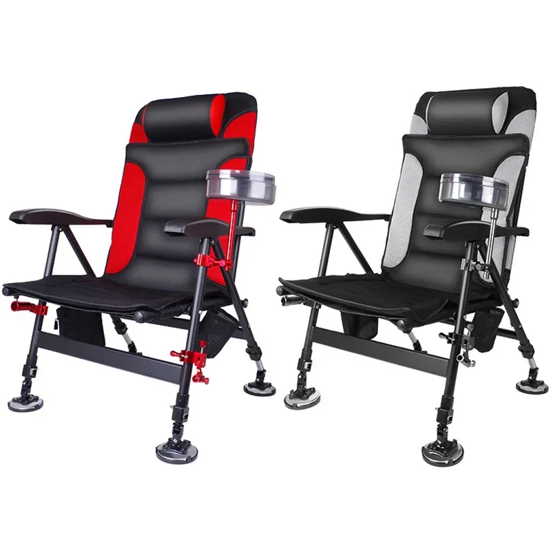 Retro Outdoor Beach Chair Foldable Fishing Chair Recliner Four-leg Adjustable Portable European Style