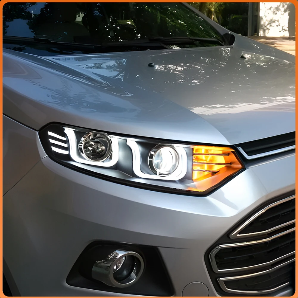 Conjunto de faros delanteros LED para Ford EcoSport 2013-2017, actualización con doble lente U DRL, Plug and Play, accesorios para faros delanteros de coche.