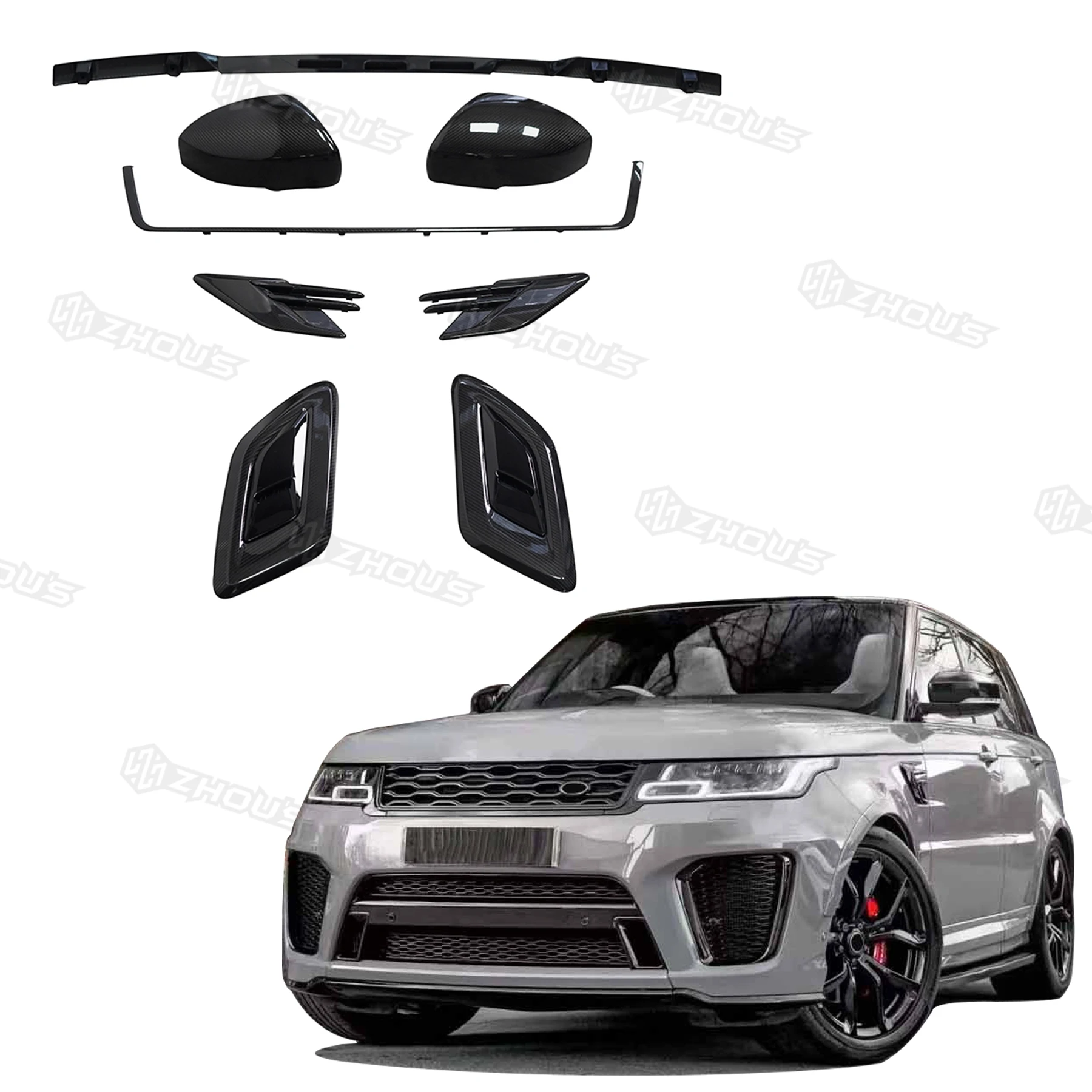 

Auto Body Systmes передняя губа боковое зеркало крышка вентиляционное отверстие комплект кузова автомобиля из углеродного волокна для L461 Range Rover Sport