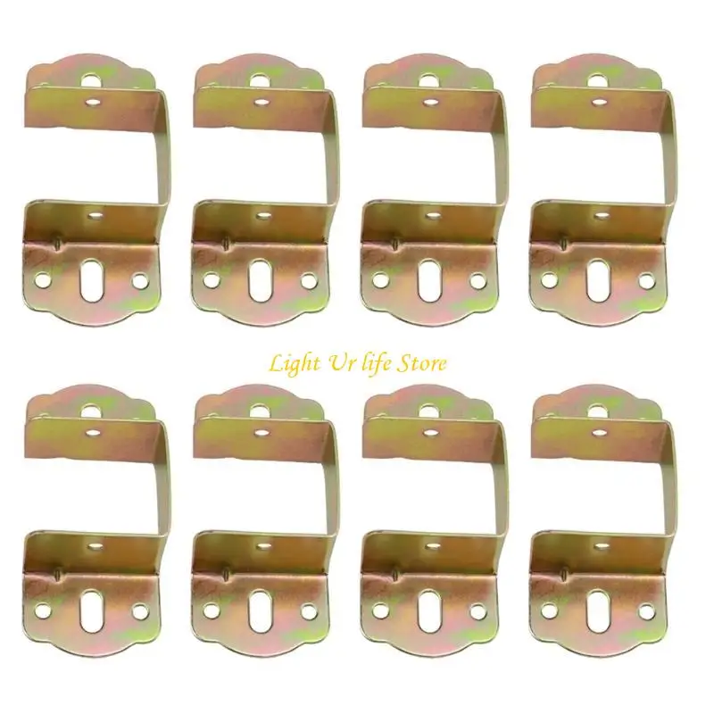 63HA 8pcs Metal Brackets Furniture Fasteners Frame Stabilizers for Securing Bed Frame