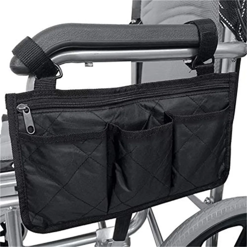 Multi-pocket Wheelchair Hanging Bag Large Capacity Multifunctional Arm Rest Pouch Waterproof Stroller Hanging Bag Stroller