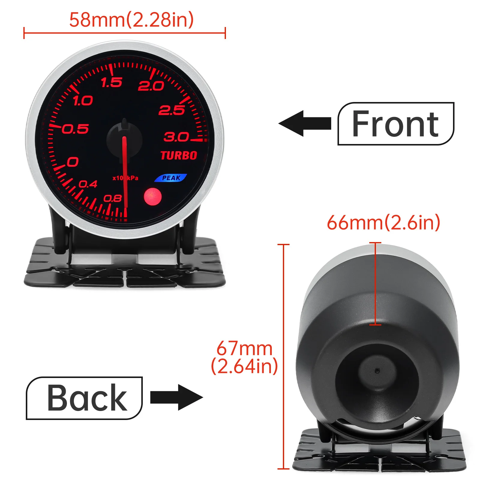 H 8 Colors Backight 52mm Boost Gauge BAR PSI Tacometro Turbo Pressure Gauge Manometre Pression Turbo Fuel Oil Press Oil Temp 12V