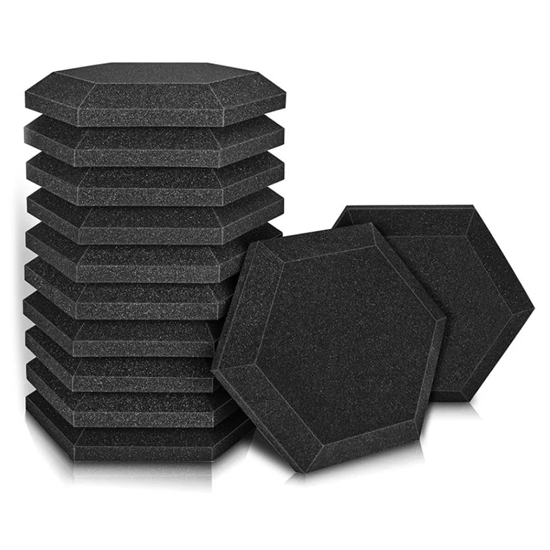 12 Pcs Acoustic Foam Board,Hexagonal Studio Slope Heel Board, Sound Insulation,For Sound Insulation &Acoustic Treatment