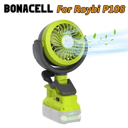 Bonacell Cordless Fan For Roybi P107 P108 Battery 18V Fan Light 2 in 1 Compatible With Roybi 18V Li-ion Batteries Wireless fan