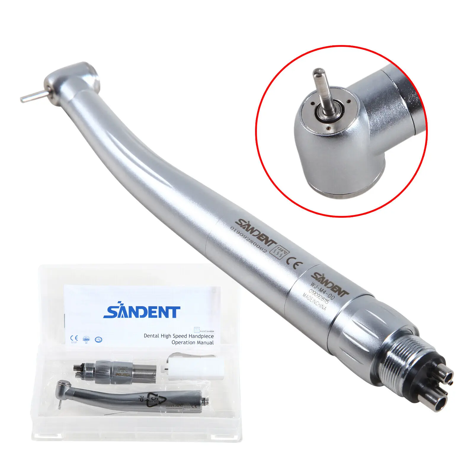 

Dental High Speed Handpiece Triple Water Spary Push Button Air Turbine with 4 Hole Quick Coupler fit NSK Kavo