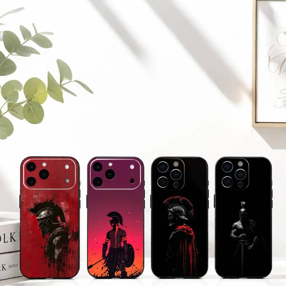 

C-Cool S-Spartan Warrior style Phone Case For iPhone 17,16,15,14,13,12,11 Plus,Pro Max,XS,Soft Silicone Black Cover