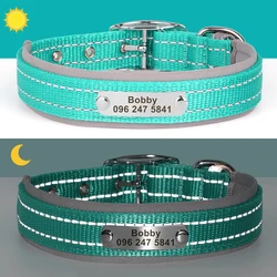 Personalized Nylon Dog Collar For Small Medium Large Dogs Reflective Custom Pet ID Name Tag Accessories Collars Free Engrave