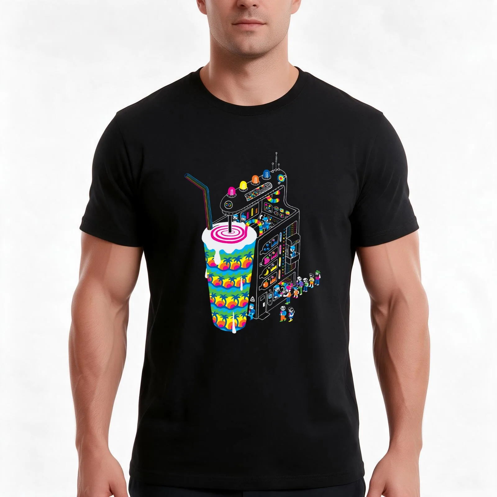 Milkshake T-Shirt, Summer Casual Cotton Tee, Oversized Streetwear Tops, Vintage Graphic Print, Loose Fit Short Sleeve