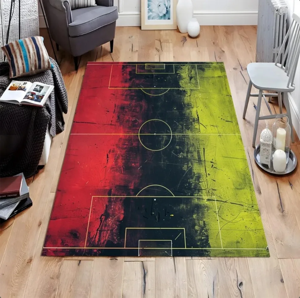 Soccer Field Print Rug Anti-slip Soft Floor Mat for  Bedroom Football Pitch Style Carpet for   Home Decor