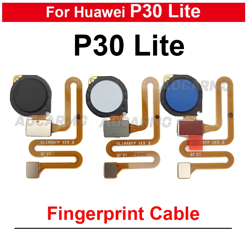 For Huawei P30Lite Fingerprint Button Ring Sensor Flex Cable Repair Parts Black Dark Light Blue White