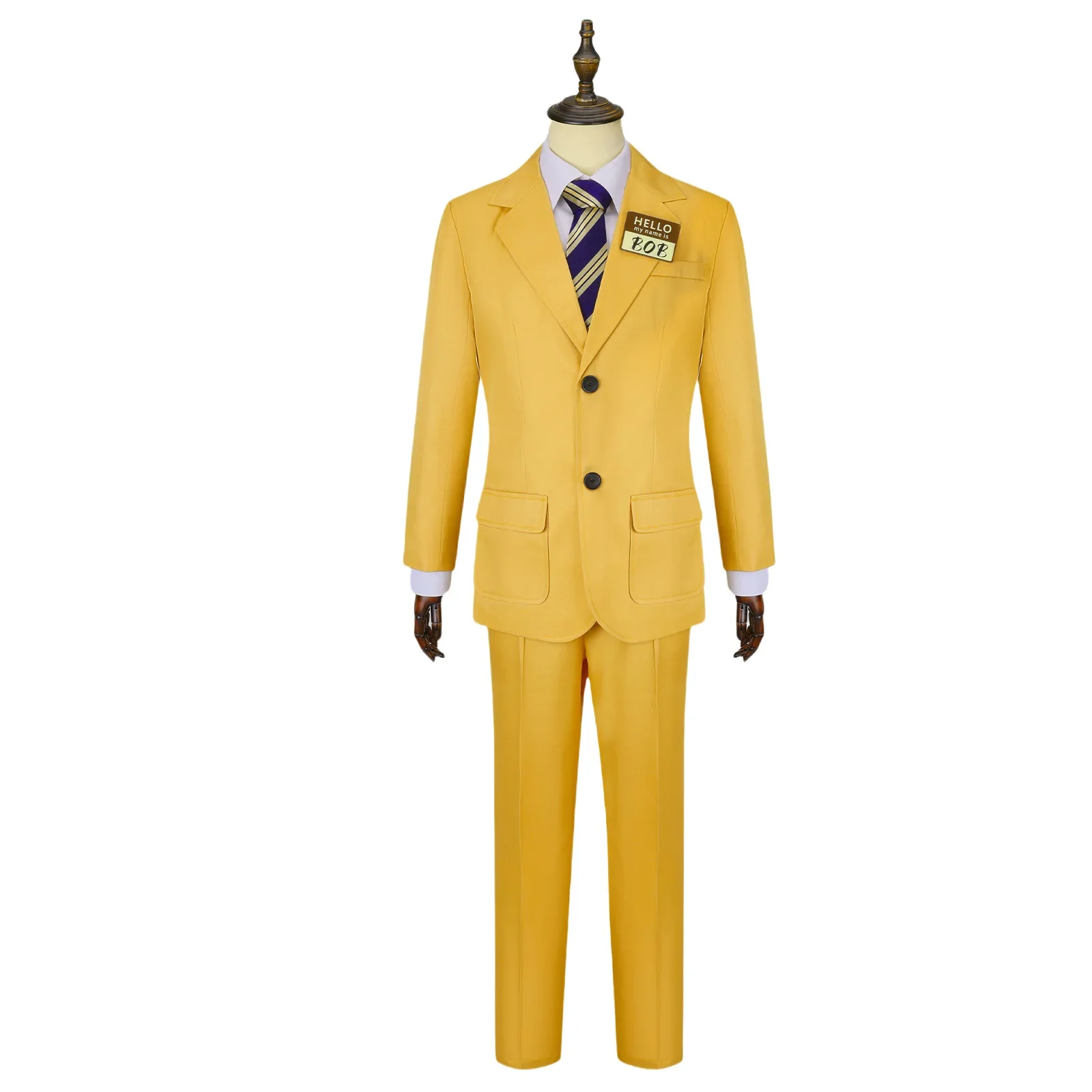 

Anime BOB Cosplay Costume Men Yellow Suit with Chest Badge Fully Fitted and Tailored Halloween Carnival Party Uniform