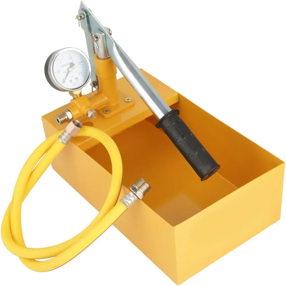 2.5MPa Hydraulic Pressure Test Pump 13ml/Time Aluminum Manual Water Pressure Test Pump Yellow With Gauge Pipeline Tester Tool