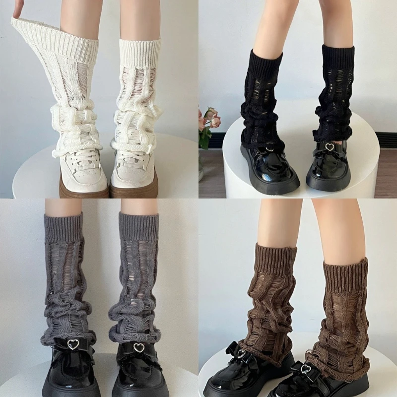 

New Hollow-out Leg Warmers Y2k Accessories JK Pile-up Foot Covers Women Gothic Punk Japanese Style Slouch Loose Socks Boot Socks