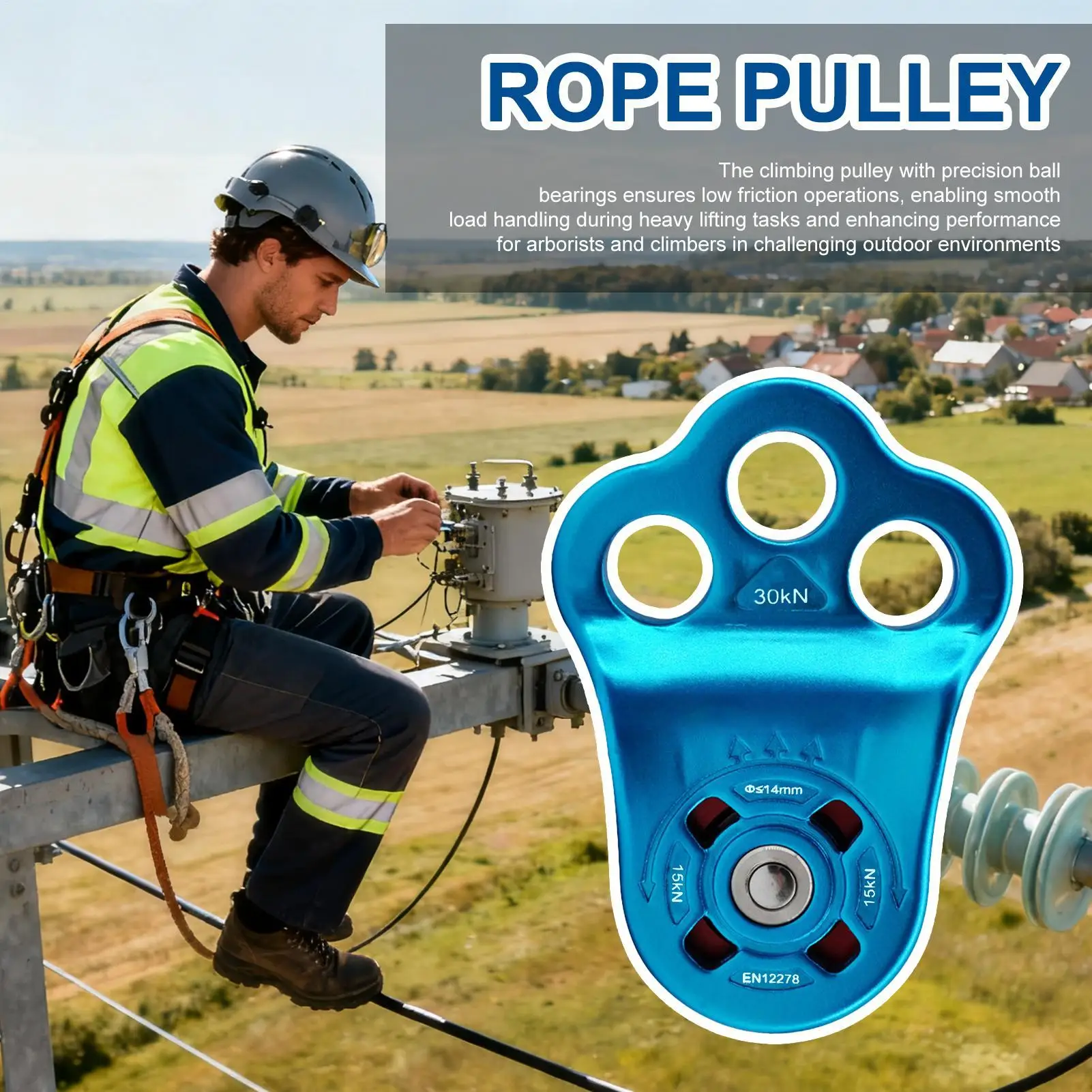 Aluminum Pulley 30KN Ascender Fall Protection System Climbing Equipment For Rappelling Rescue Rigging Slackline Tree Backyard