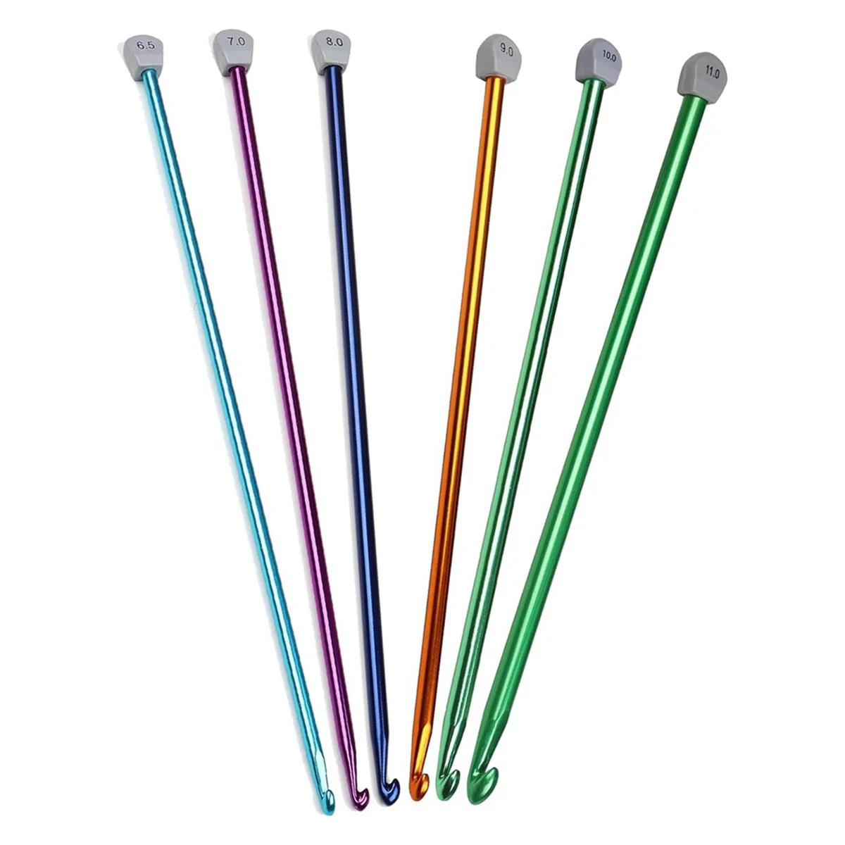 5 Size Extra Tunisian Long Crochet Hooks 6.5mm - 11.0 mm, Aluminum Afghan 13.78 Inches Long Crochet Needles