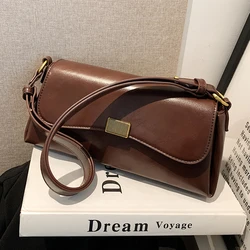 Retro PU Crossbody Bag 2023 New Autumn/Winter Ladies Soft Leather Magnetic Snap Zipper Shoulder Bag Classic Elegant Underarm Bag