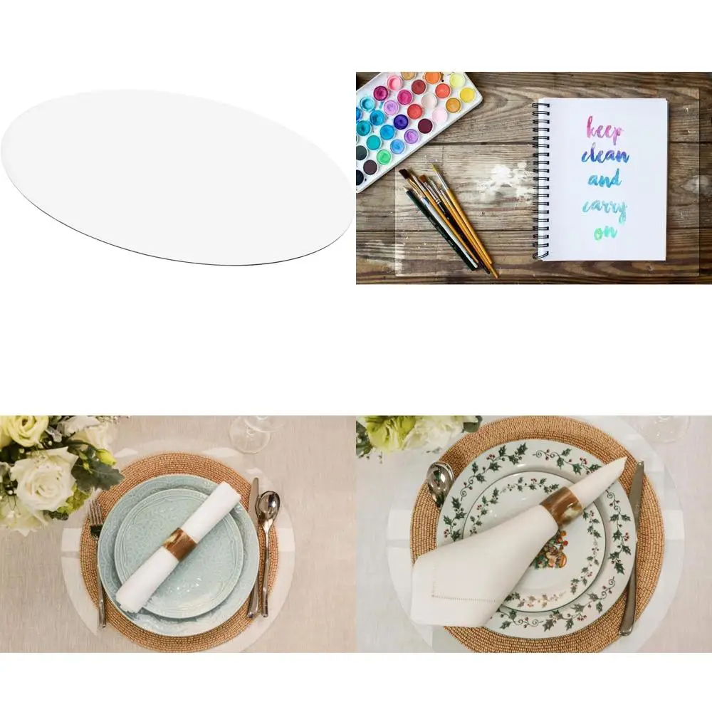 

Clear Placemats Set of 6, USA Made, Safe, 13 x 19 Inch Oval, 2mm Thick Ultra Clear Smooth Vinyl, Table Mats, Plastic Placemats f