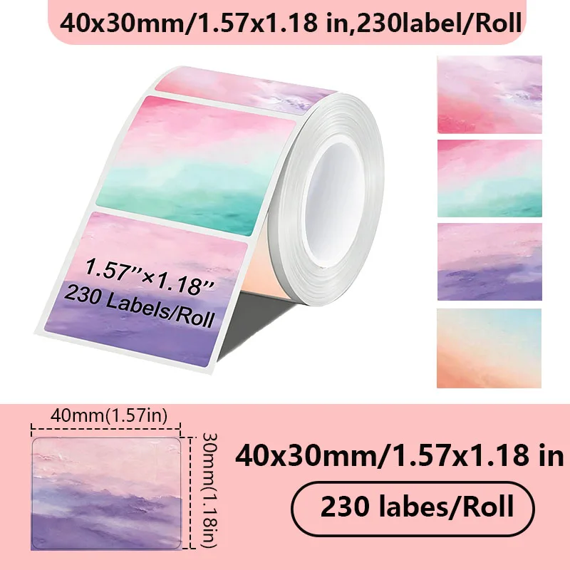 1ROll Color Label Sticker Thermal Paper for Munbyn Nelko PM220 M110 M220 M200 E210 P50 PM220 DETONG P1 WP9520 Maker