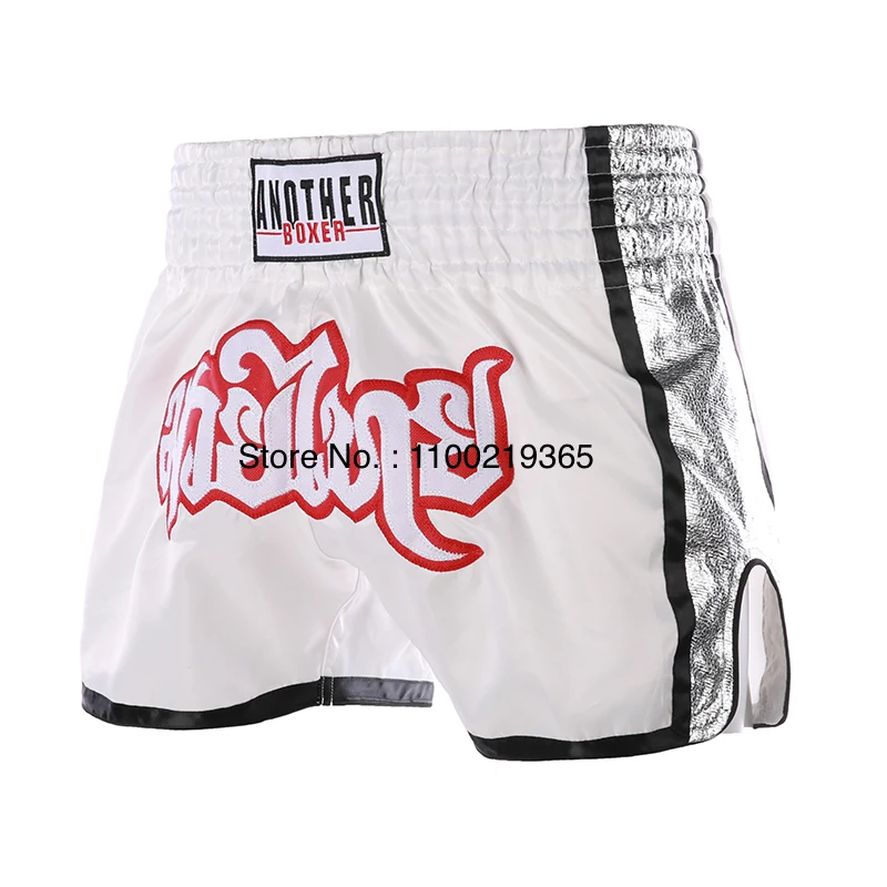 

Muay Thai Shorts Men Women Children Stylish Embroidery Thai Boxing Shorts Combat Grappling Kickboxing Training Gym Team Trunks