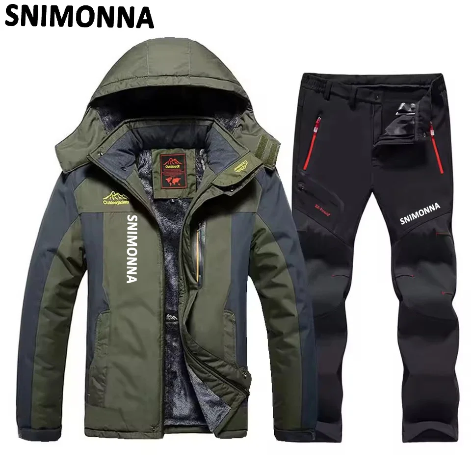 Fishing 2025 New Men's Ski Suit Brands Windproof Waterproof Thicken Warm Coat Winter Skiing Jacket and Pants Set