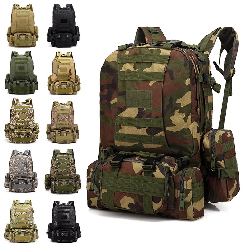 

Tactical Hiking Backpack - Large Capacity Camo Military Rucksack for Outdoor Adventures, Multi-Purpose Travel Pack