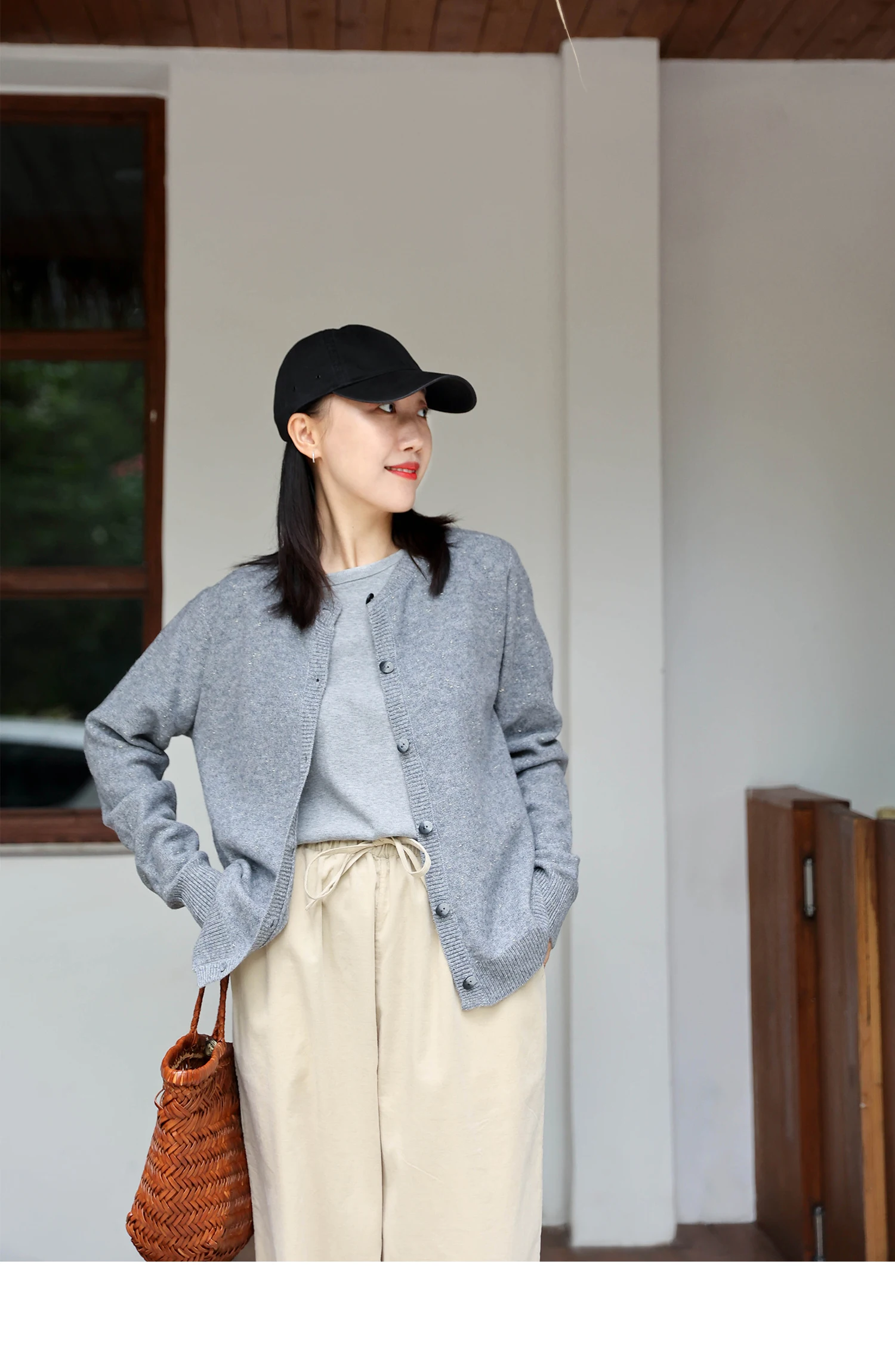 Zacht kasjmier gebreid vest, ronde hals, eenvoudige casual trui, OTW-technologie, herfst