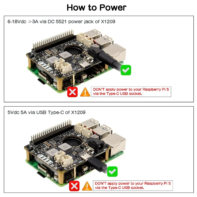 UPS Uninterruptible Power Supply Module 5.1V 6A Output, Safe Shutdown, Automatic Boot X1209