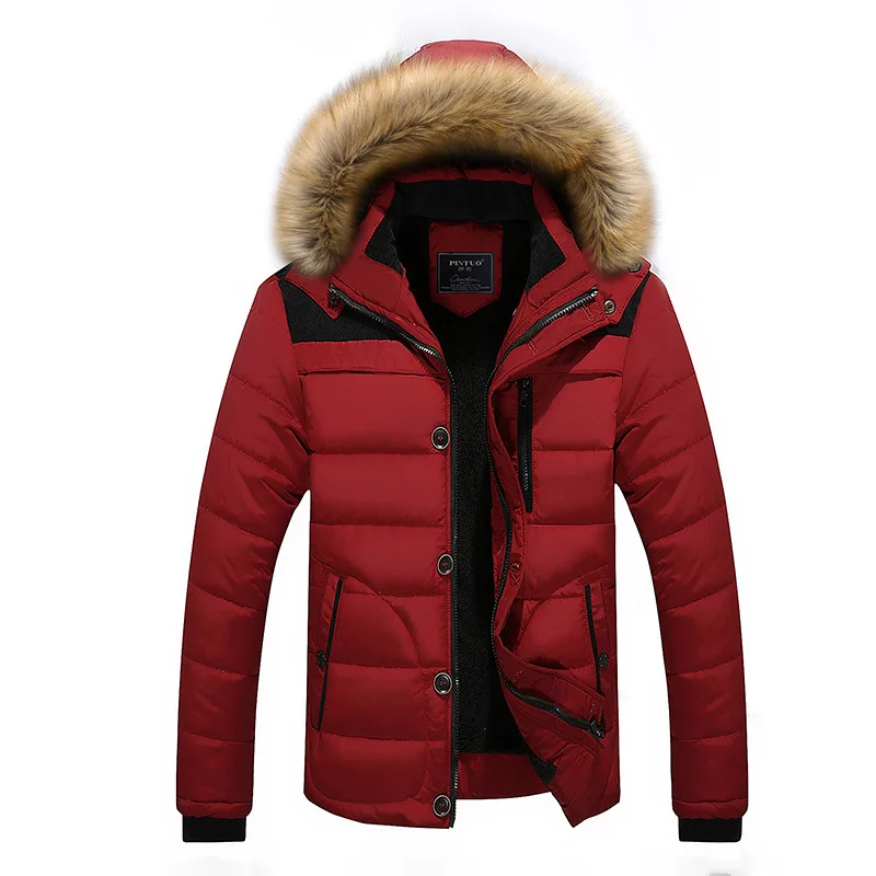 Men Warm Winter Jacket Thick Warm Parka Fleece Fur Hooded Military Jacket Outdoor Sport Coat Hiking Camping Trekking Skiing Men