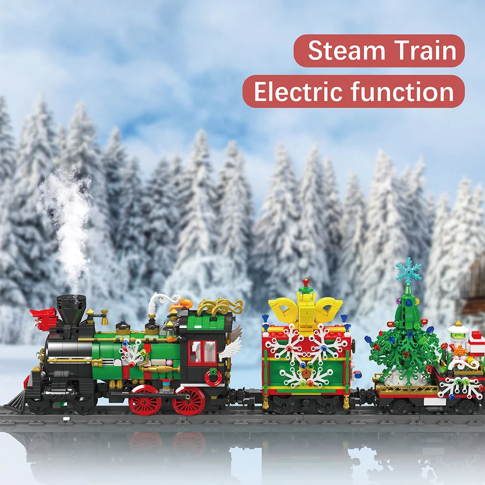 Mould King 12012 Christmas steam electric train Toy Building blocks sets bricks MOC creativity puzzle blocks toys Christmas gift