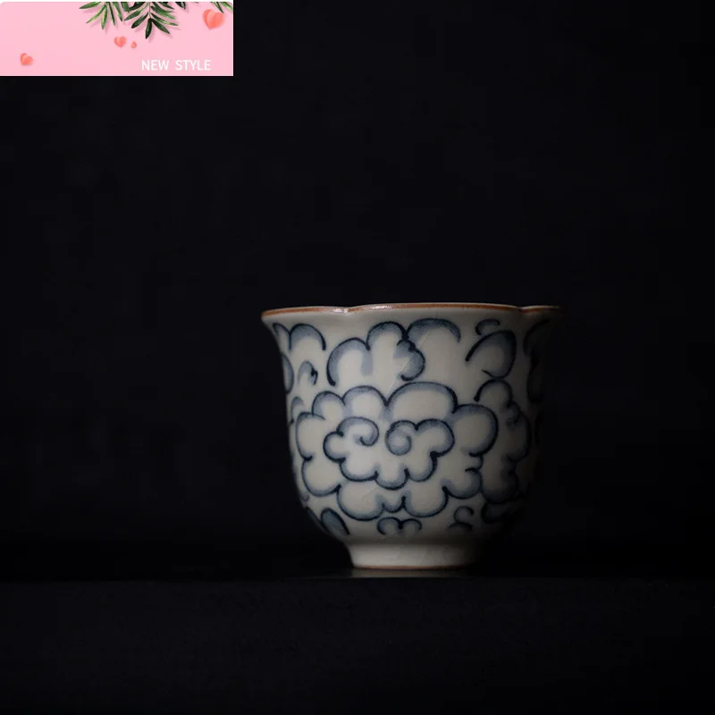 

2 шт./компл. ретро Ru Kiln фарфоровая чайная чашка креативная цветочная чашка для рта мастер-чашка чайная чаша может питательная бытовая чайная посуда для кунг-фу