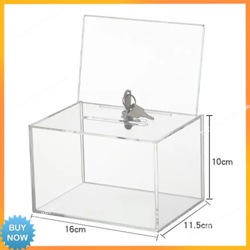 A10R Transparent Donation Box With Lock Money Collection Box Ballot Box Suggestion Box