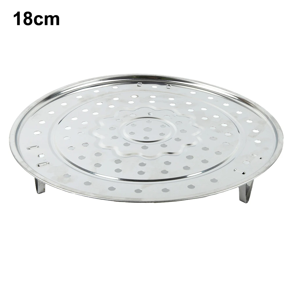 1pcs Brand New Steaming Rack Cooking Utensils 18-30cm Plate Steam Cooking Rack Round Type Stainless Steel Steamer Tray Kitchen