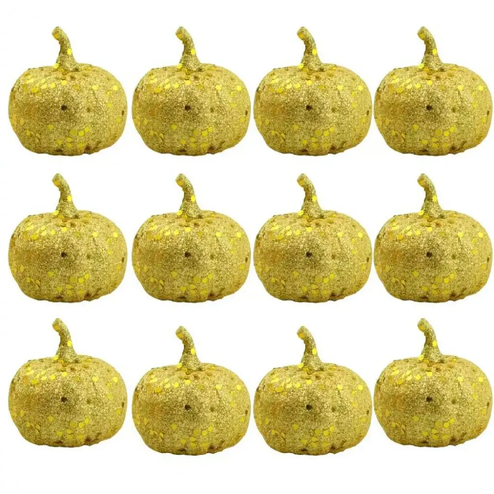 Artificial Simulation Pumpkin Foam Ornament For Christmas Thanksgiving Decor Metallic Finish Fruit Model For Holiday Props